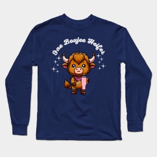 Boujee Heifer Highland Cow Valentines Day Farmyard Animal Long Sleeve T-Shirt